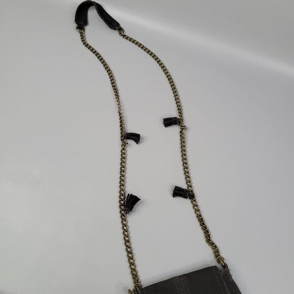 American Eagle Outfitters Brown Suede Leather Boho Hippie Tassel Crossbody Mini - Picture 6 of 11